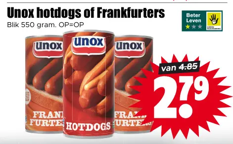 Aanbieding: Hotdogs of Frankfurters