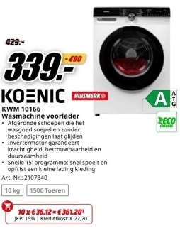 Aanbieding: KWM 10166 Wasmachine voorlader