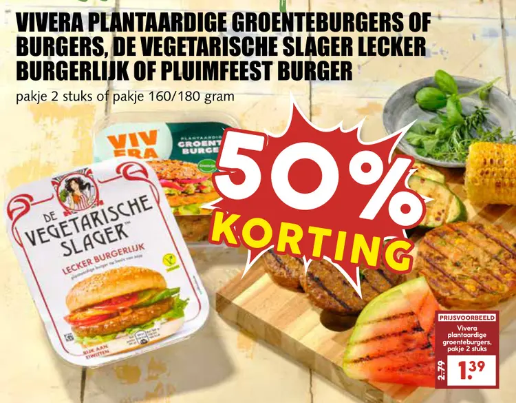 Aanbieding: Plantaardige groenteburgers of burgers, de Vegetarische Slager lecker burgerlijk of pluimfeest burger