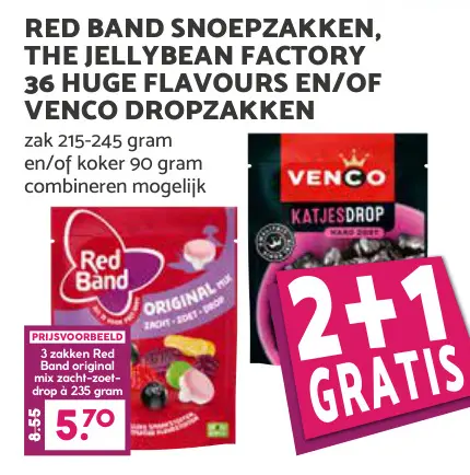Aanbieding: Snoepzakken, The Jellybean Factory 36 Huge Flavours en/of venco dropzakken