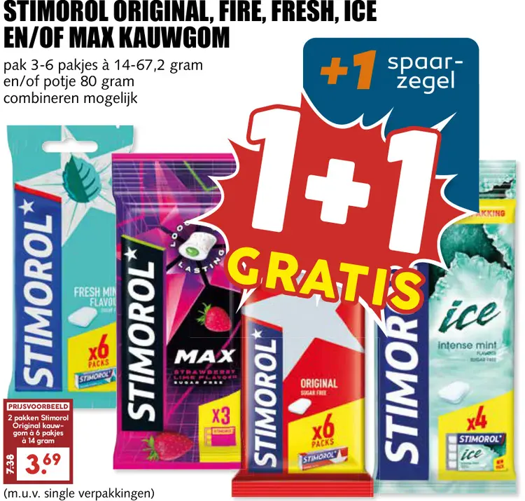 Aanbieding: Stimorol original, fire, fresh, ice en/of max kauwgom