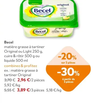 Offre: Becel matière grasse à tartiner Original ou Light