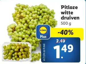 Aanbieding: Pitloze witte druiven