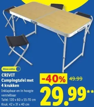 Aanbieding: Campingtafel met 4 krukken