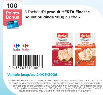 Offre: HERTA Finesse poulet ou dinde