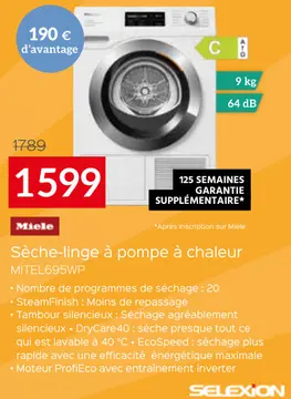 Offre: Sèche-linge à pompe à chaleur