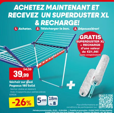 Offre: Séchoir sur pied Pegasus 180 Solid