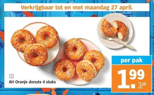 Aanbieding: Oranje donuts 4 stuks