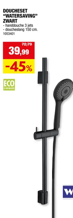 Promotie: Wenko WaterSaving doucheset zwart
