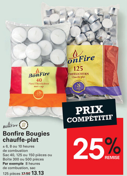 Offre: Bonfire Bougies chauffe-plat