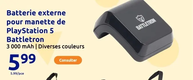 Offre: Batterie externe pour manette de PlayStation 5 Battletron