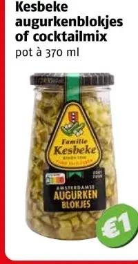 Aanbieding: Kesbeke augurkenblokjes of cocktailmix