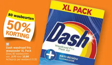 Offre: Dash wasdraad fris waspoeder XL Pack