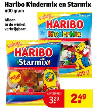 Aanbieding: Haribo Kindermix en Starmix