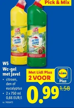 Aanbieding: W5 Wc-gel met javel