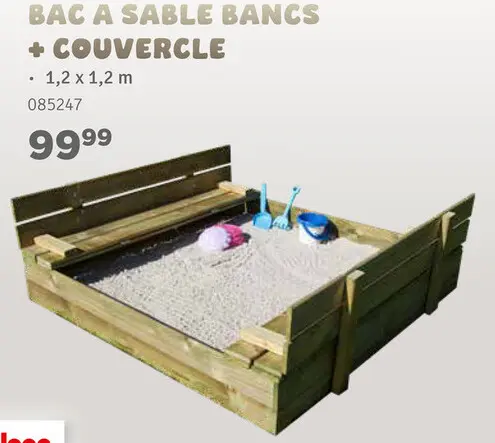 Offre: Bac a sable bancs + couvercle
