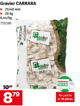 Offre: Gravier Carrara en marbre blanc 25-40 mm 20 kg COBO GARDEN