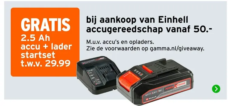 Aanbieding: 2.5 Ah accu + lader startset