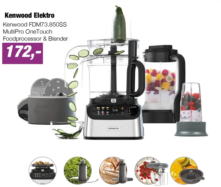 Aanbieding: Kenwood FDM73.850SS MultiPro OneTouch Foodprocessor & Blender