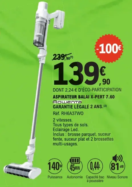 Offre: Aspirateur balai x-pert 7.60