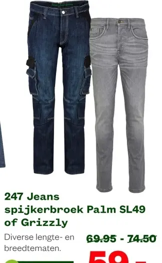 Aanbieding: Jeans spijkerbroek Palm SL49 of Grizzly