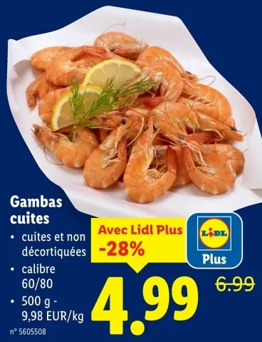 Offre: Gambas cuites
