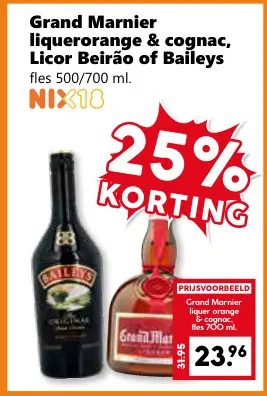 Aanbieding: Grand Marnier liquerorange & cognac, Licor Beirao of baileys