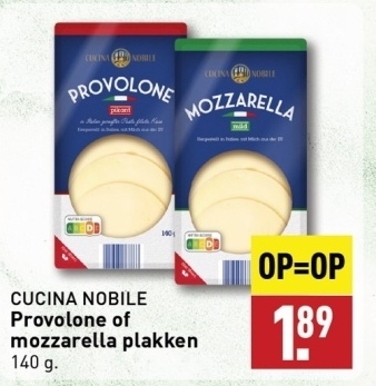 Aanbieding: CUCINA NOBILE Provolone of mozzarella plakken
