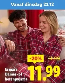 Aanbieding: Dames- of herenpyjama