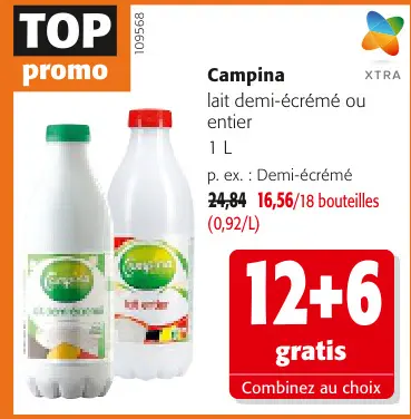 Offre: Lait demi-écrémé ou entier