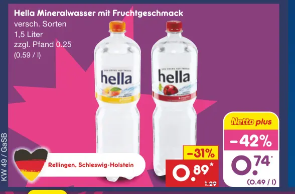Aanbieding: Mineralwasser mit Fruchtgeschmack