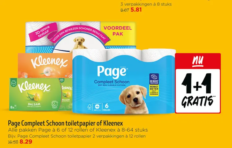Aanbieding: Page Compleet Schoon toiletpapier of Kleenex