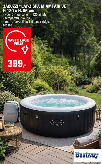 Promotie: Bestway Lay-Z-Spa Miami AirJet jacuzzi 180x66 cm 2-4 personen