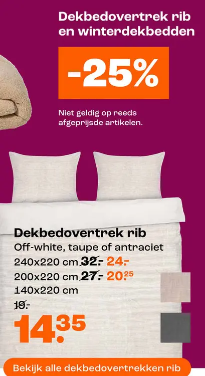 Promotie: Dekbedovertrek rib of winterdekbedden