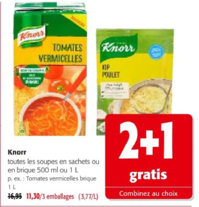 Offre: soupes en sachets ou en brique