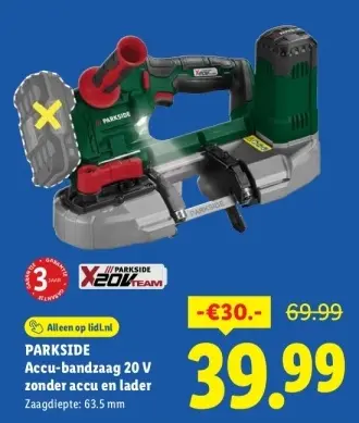 Aanbieding: Accu-bandzaag 20 V