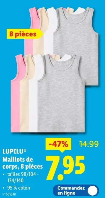 Offre: Maillots de corps