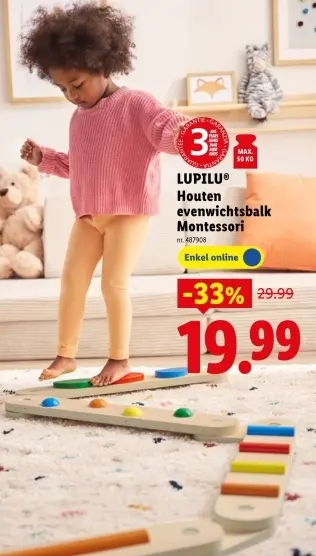 Promotie: Houten evenwichtsbalk Montessori