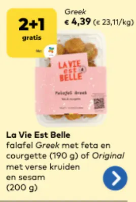 Aanbieding: falafel Greek met feta en courgette of Origin