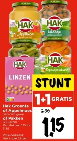Aanbieding: Hak Groente of Appelmoes