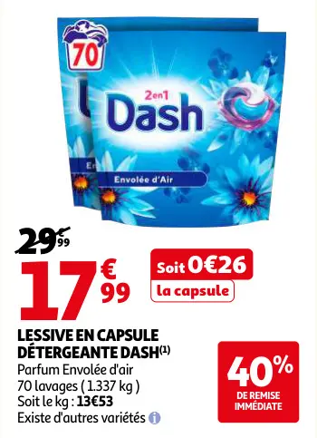 Offre: Lessive en capsule détergeante