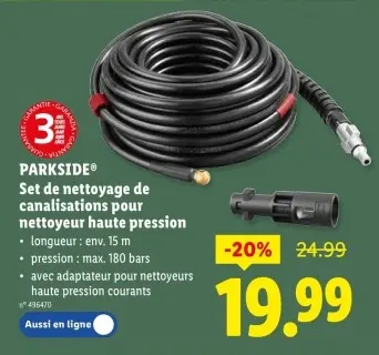Offre: Set de nettoyage de canalisations pour nettoyeur haute pression