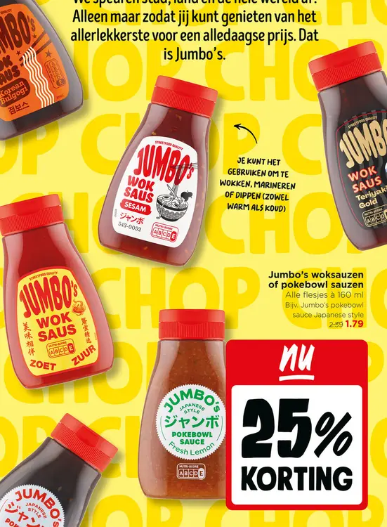 Aanbieding: Jumbo's woksauzen of pokebowl sauzen