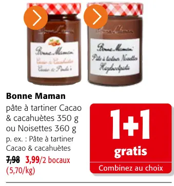 Offre: Pâte à tartiner Cacao & cacahuètes