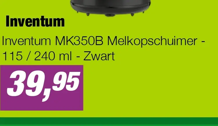 Aanbieding: Inventum MK350B Melkopschuimer - 115 / 240 ml - Zwart