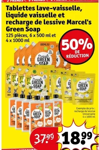 Offre: Tablettes lave-vaisselle, liquide vaisselle 