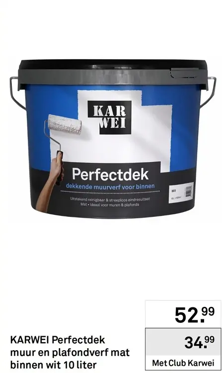 Aanbieding: Perfectdek muur en plafondverf mat binnen wit