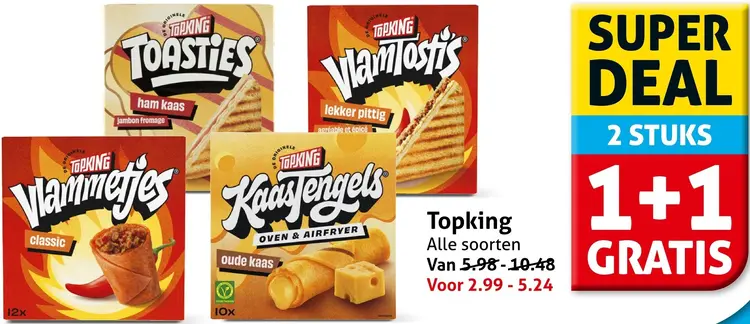 Aanbieding: Vlammetjes, Kaastengels, Toasties of Vlamtostis