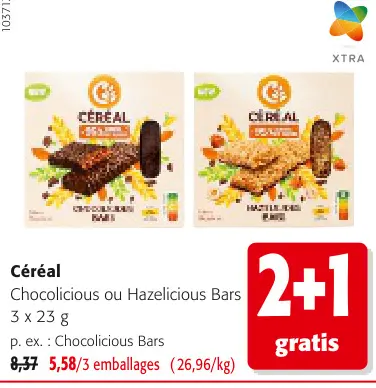 Offre: Céréal Chocolicious ou Hazelicious Bars