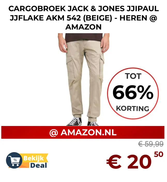 Aanbieding: Cargobroek JJIPaul JJFlake AKM 542 (beige)
